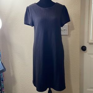 MaEve Anthropologie Black Shift Dress Cap Sleeve Diamond Knit Women’s Small